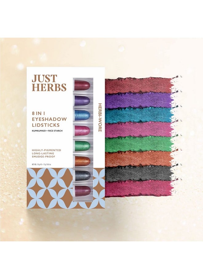 Just Herbs - 8 In 1 Herbal Metallic-Shimmer Finish, Long Lasting & Ultra Smooth Eye Shadow Lidsticks With Kumkumadi - 12Gm (Herbi -Wore) - Image 1