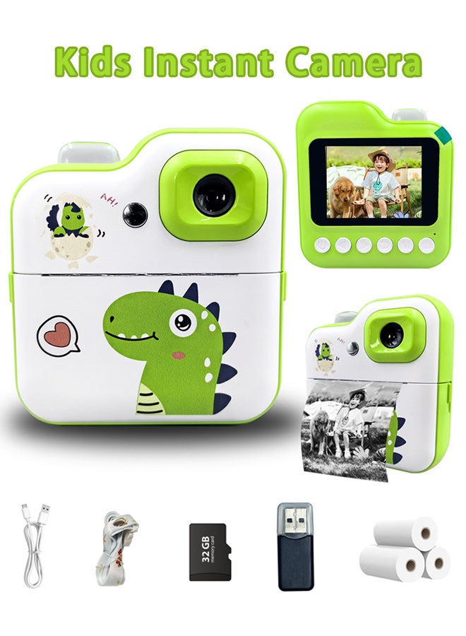 XiuWoo Mini Printer,Kids Camera Instant Thermal Printer 2.4 Inch Screen Digital Camera Support Timer Shooting 1080P Video Recording Thermal Inkless Printing with 3 Rolls White Print Paper 32G Memory Card - Image 1