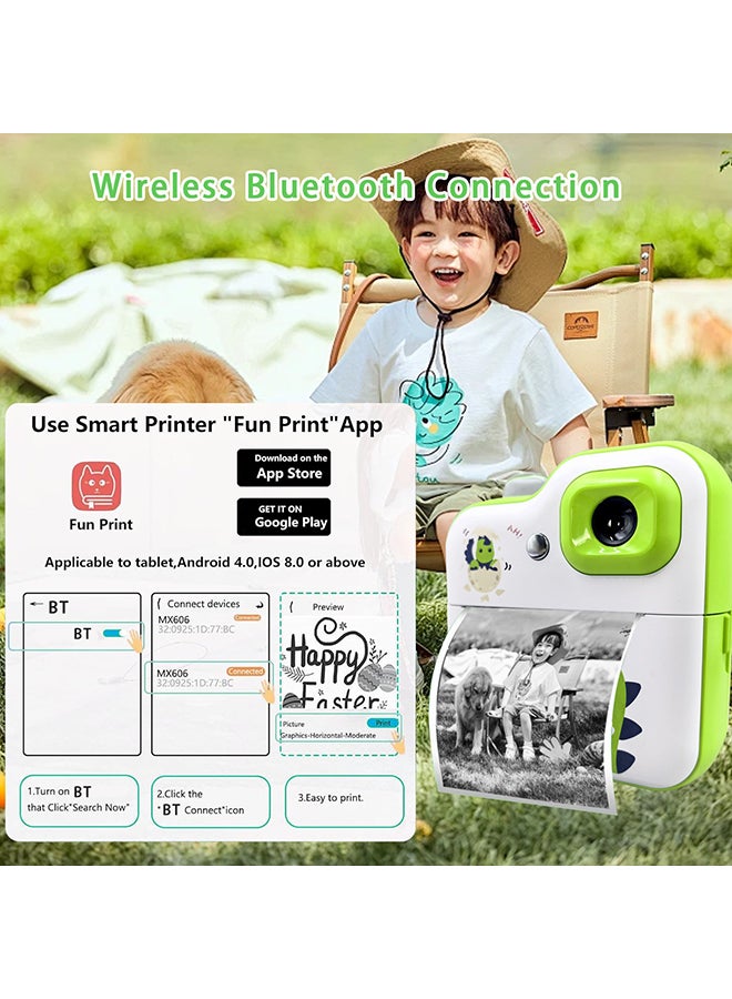 XiuWoo Mini Printer,Kids Camera Instant Thermal Printer 2.4 Inch Screen Digital Camera Support Timer Shooting 1080P Video Recording Thermal Inkless Printing with 3 Rolls White Print Paper 32G Memory Card - Image 3