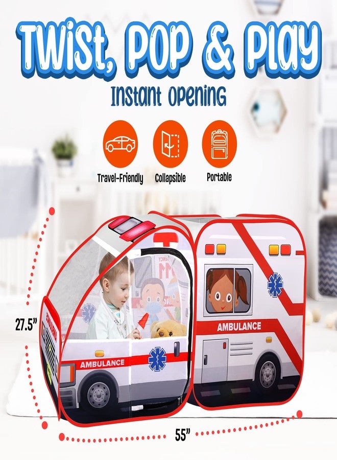 Kiddzery Ambulance Pop-up Play Tent for Kids with Sounds, Doctor Kit & Ball Pit for Toddlers & Up - Easy Setup Pop up Toy for Indoor & Outdoor, Emergency Vehicle Playset, Pretend Play, Great Gift - Image 4