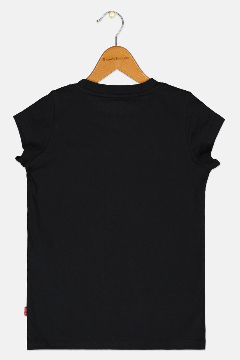 Levi's Kids Girl Crew Neck Brand Logo Short Sleeves T-Shirt, Black - Image 3