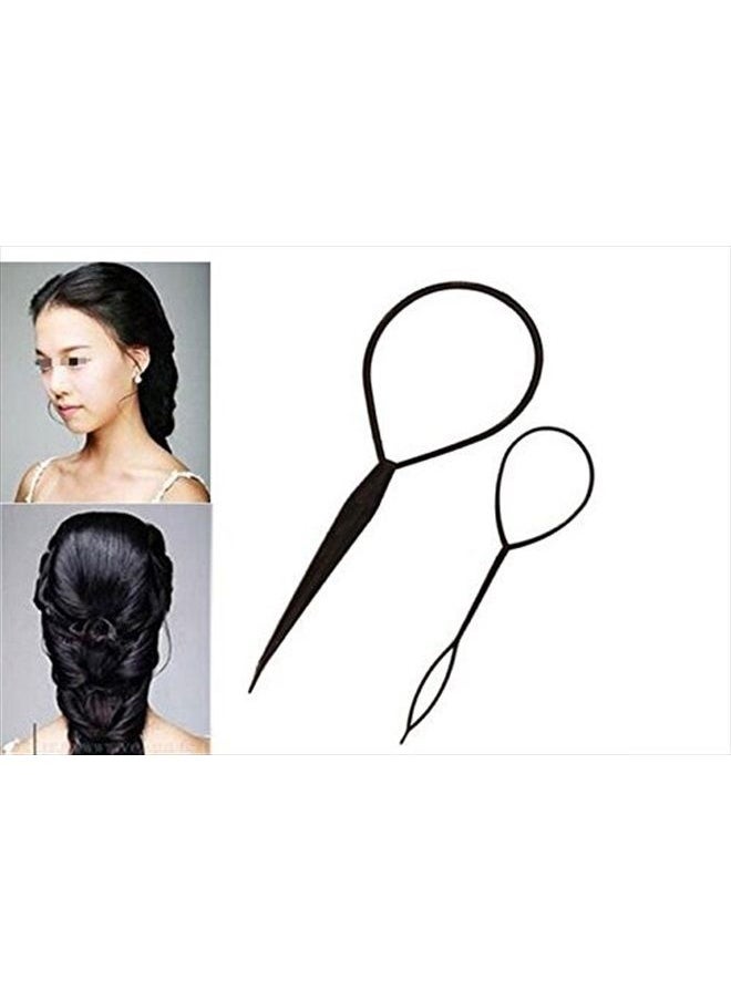 esowemsn 1Set(2pcs) Black Plastic Magic Hair Braid Ponytail Maker Clip Tool Simple Diy Hair Style Accessories Styling  - Image 2