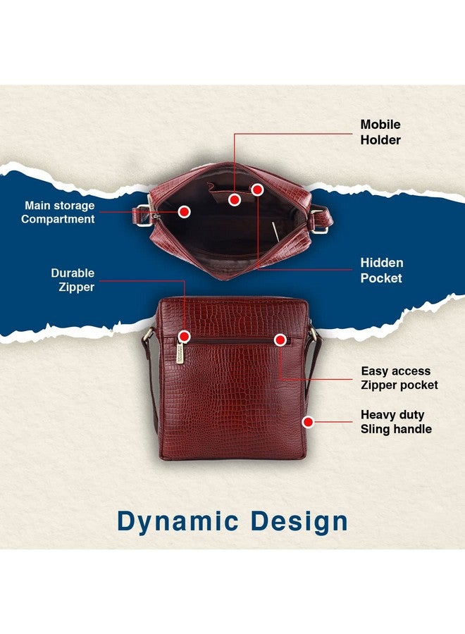 HAMMONDS FLYCATCHER Genuine Leather Sling Bag for Men, Stylish Spacious Side Crossbody Bag for Daily Use, Travel, Adjustable Strap, 1 Year Warranty - Brown - Image 4