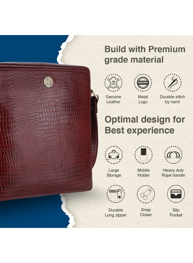 HAMMONDS FLYCATCHER Genuine Leather Sling Bag for Men, Stylish Spacious Side Crossbody Bag for Daily Use, Travel, Adjustable Strap, 1 Year Warranty - Brown - Image 3