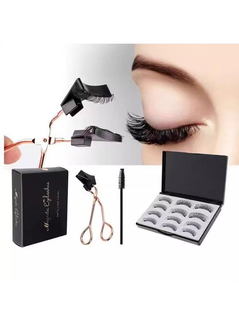 Generic Magnetic Eyelashes Set, Reusable Magnetic False Eyelashes Natural Double Magnet False Eyelashes No Glue Required With Tweezers  - Image 2