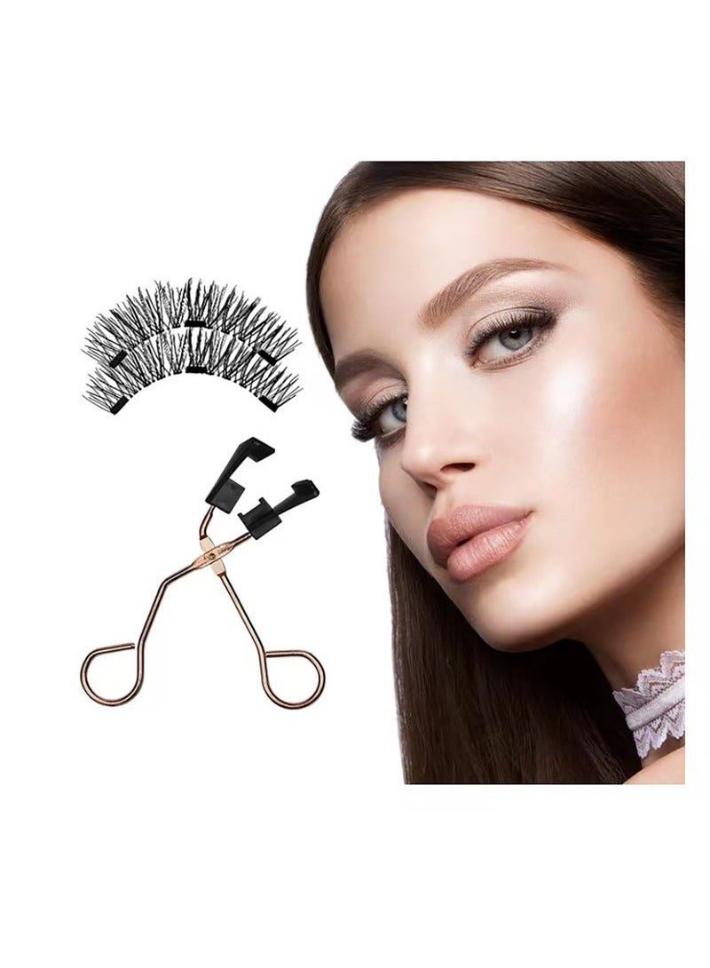 Generic Magnetic Eyelashes Set, Reusable Magnetic False Eyelashes Natural Double Magnet False Eyelashes No Glue Required With Tweezers  - Image 5