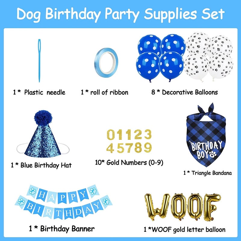 Chukchi Dog Birthday Party Supplies, Dog Birthday Bandana Hat Banner Set, WOOF Balloons Happy Birthday Banner, Pet Supplies for Pet Puppy Cat Birthday Party Decorations Pink - Image 3