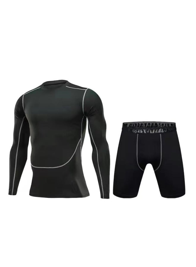 Loquat Swimsuit Men's Top Anti-embarrassment Adult Swimming Diving Suit Suit Summer Men's Swimming Trunks Men's Full Body Sun Protection Long Sleeve-Color:Long Sleeve + Cropped Pants- - Image 1