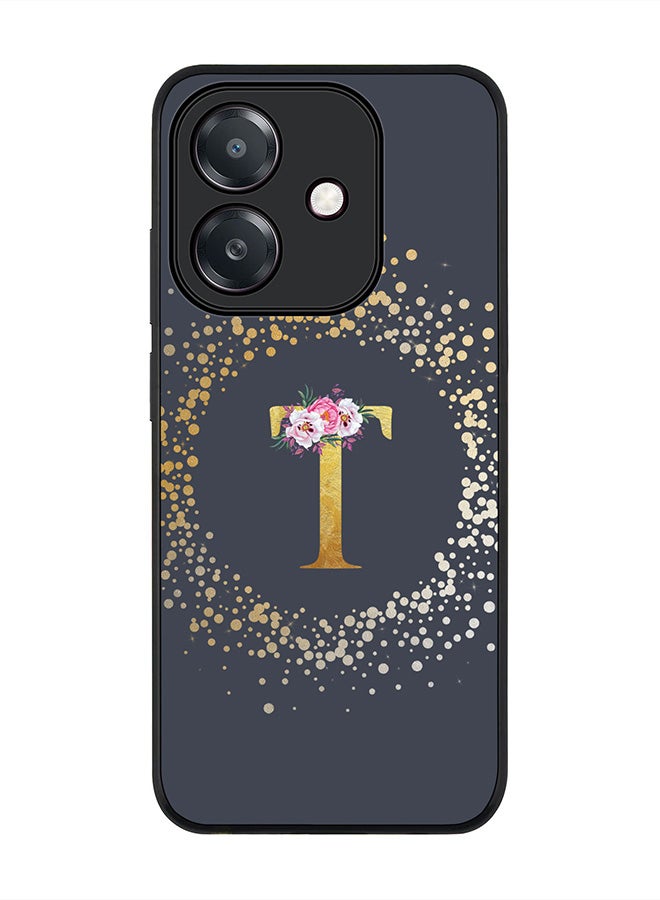 Stylizedd For Oppo A5i Case,Slim fit Camera Protection, Shockproof Thin Phone cover  - Custom Monogram Floral - T  (Grey )