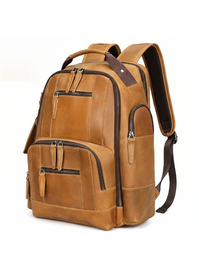 Goolink GL12621 Large Capacity Vintage Leather Backpack - Heavy Duty Travel & Executive Business Laptop Bag - Image 1