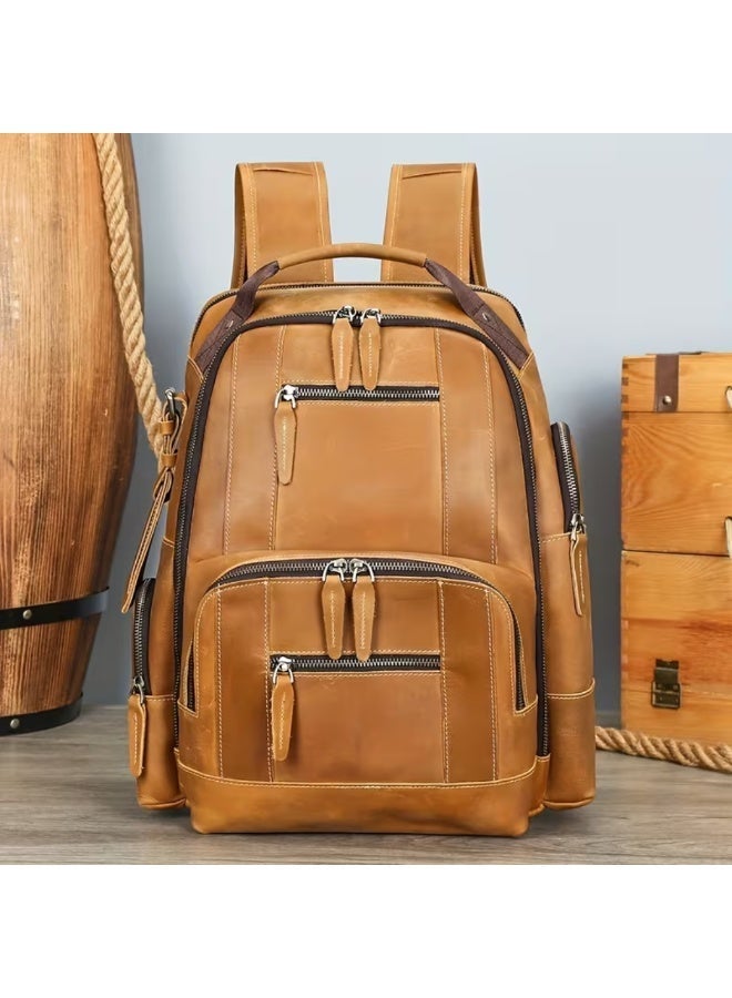 Goolink GL12621 Large Capacity Vintage Leather Backpack - Heavy Duty Travel & Executive Business Laptop Bag - Image 2