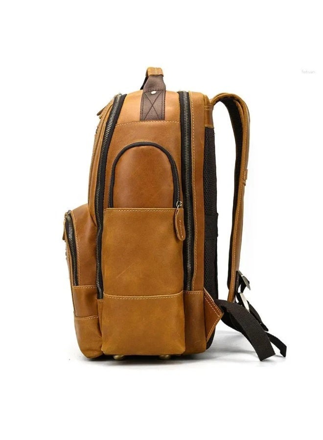 Goolink GL12621 Large Capacity Vintage Leather Backpack - Heavy Duty Travel & Executive Business Laptop Bag - Image 5