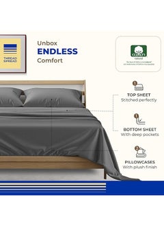 erorex Pure Egyptian King Size Cotton Bed Sheets Set King 1000 Thread Count Dark Gray Bed Linen Set Bedding Pillow Cases 4 Pc Sateen Sheets 16 In Deep Pocket King Sheets  - Image 3