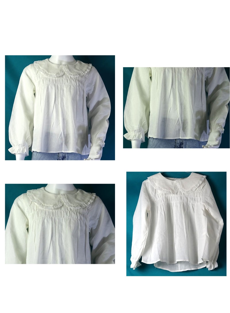 شلــــتر صناعة تركية فاخرة؛ بلوزة بنات باكمام طويلة لون سادة من مجموعة شلـــتر 35669 - Image 1