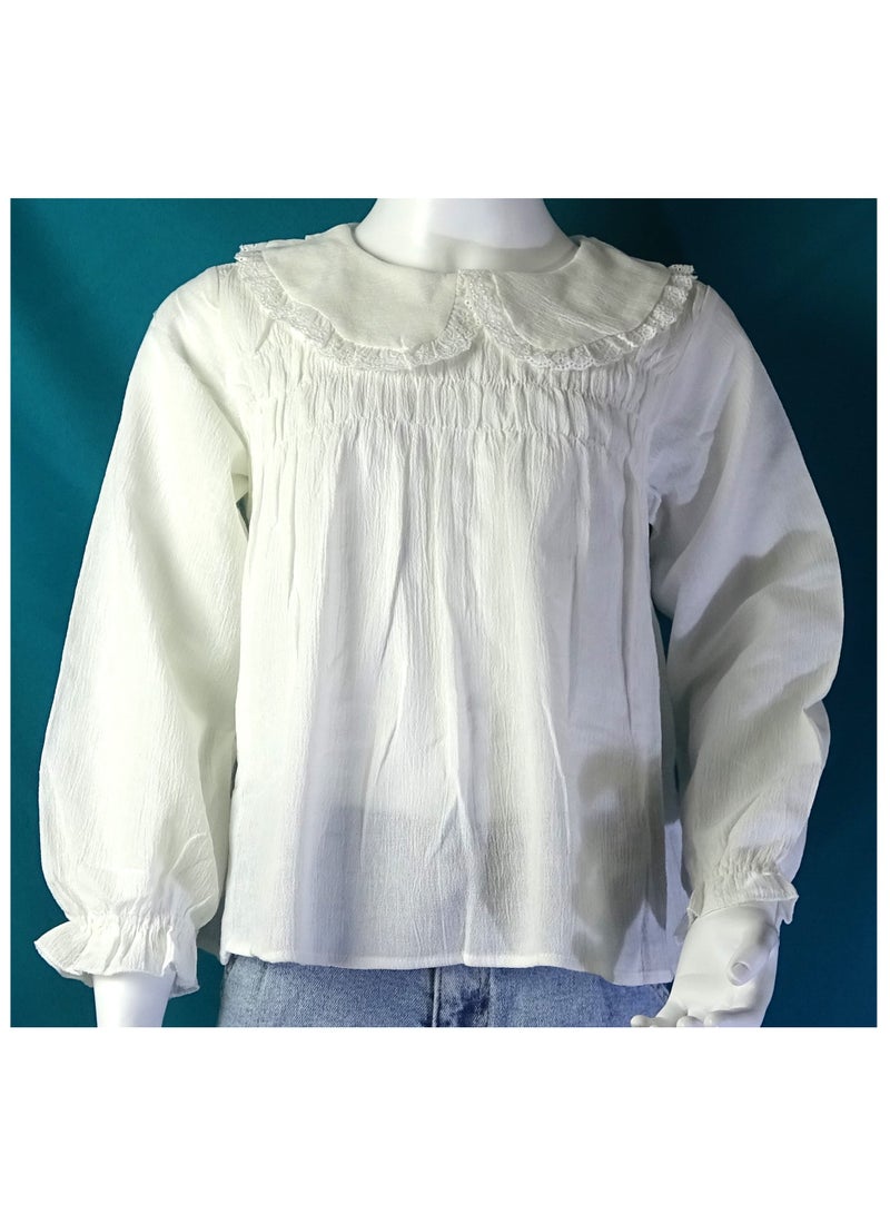 شلــــتر صناعة تركية فاخرة؛ بلوزة بنات باكمام طويلة لون سادة من مجموعة شلـــتر 35669 - Image 2