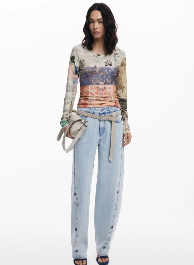 DESIGUAL Collage Ruched T-Shirt