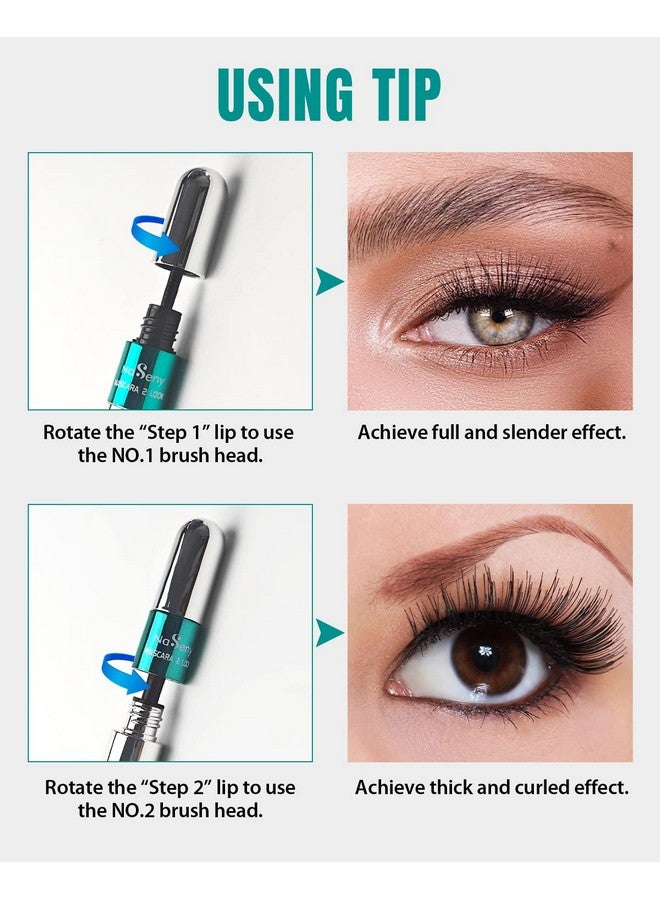 NaSeny 2In1 Vibely Mascara Waterproof Black Volume And Length Thickening And Lengthening Dual Effect 5X Longer Mascara Smudge-Proof Non Clumping - Image 2