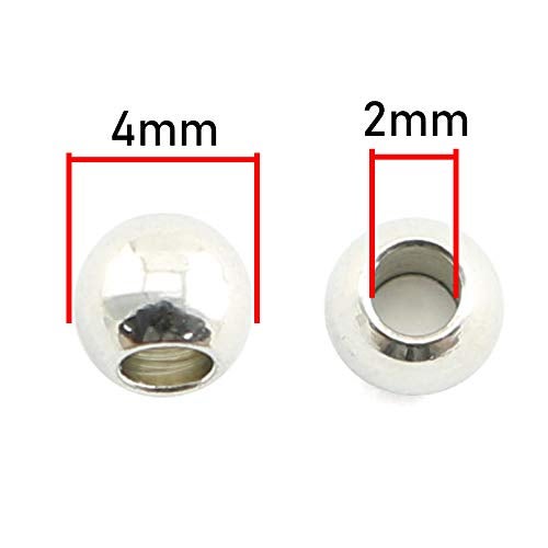 RuiLing 50-Pack 304 Stainless Steel Smooth Round Spacer Beads 2mm Hole,Seamless Loose Beads for Jewelry Making Findings DIY Crafts Accessories 4mm(Silver) - Image 4