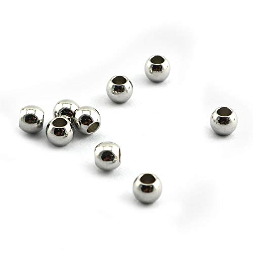RuiLing 50-Pack 304 Stainless Steel Smooth Round Spacer Beads 2mm Hole,Seamless Loose Beads for Jewelry Making Findings DIY Crafts Accessories 4mm(Silver) - Image 3