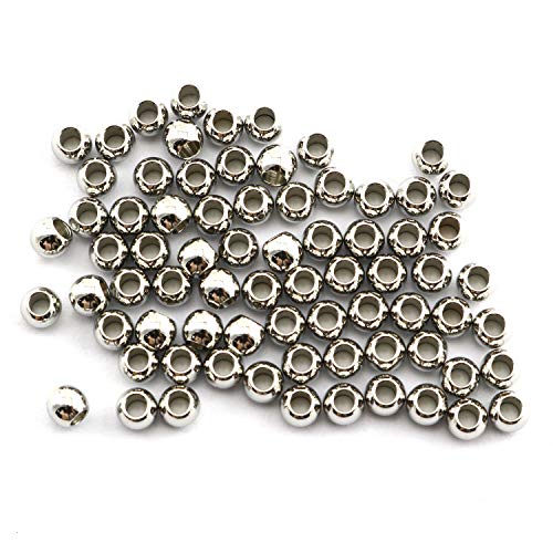 RuiLing 50-Pack 304 Stainless Steel Smooth Round Spacer Beads 2mm Hole,Seamless Loose Beads for Jewelry Making Findings DIY Crafts Accessories 4mm(Silver) - Image 1