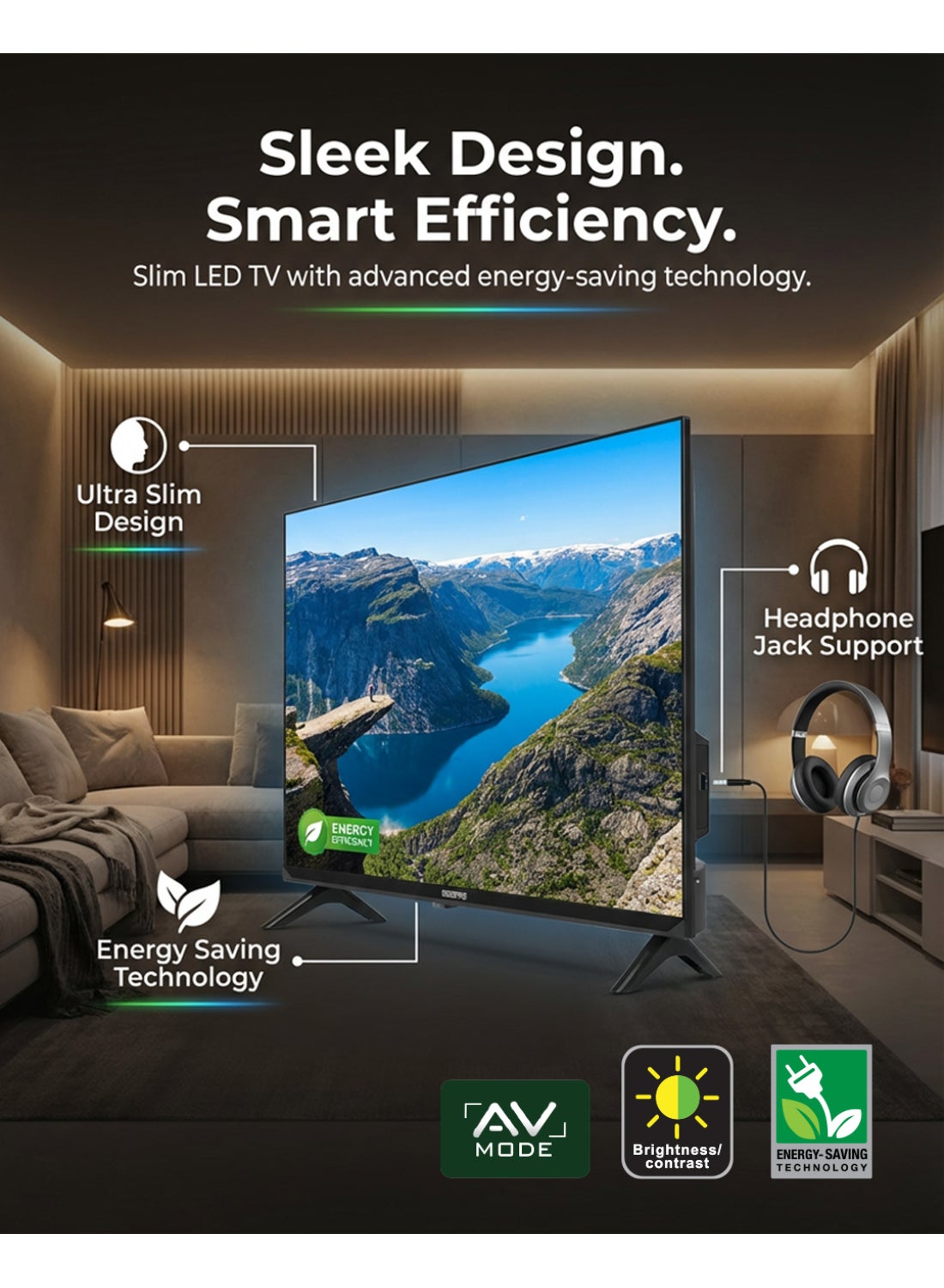 GEEPAS 32 Inch HD Smart LED TV With Remote Control HDMI & USB Ports GLED3202SCHD - Black