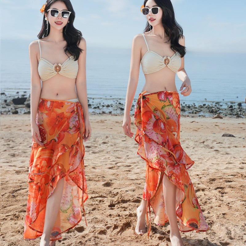 Bali Vacation Trendy Hot Spring Swimsuit Women''s Bikini Three-Piece Set Sexy Versatile Fishtail Skirt Swimwear - Image 1