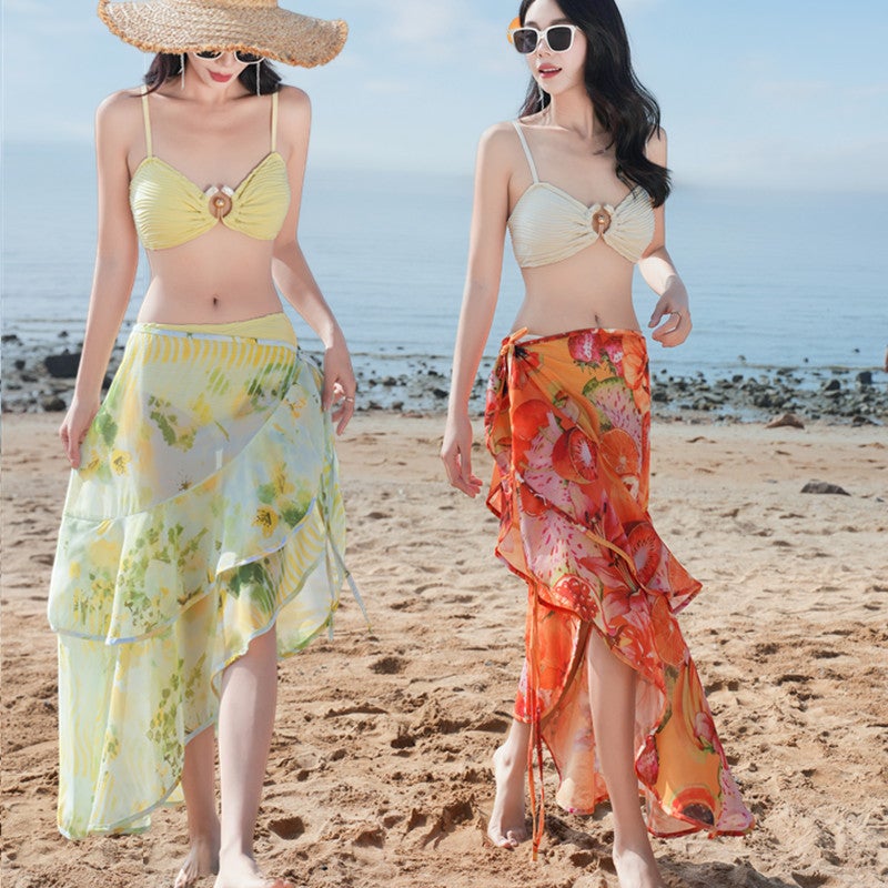 Bali Vacation Trendy Hot Spring Swimsuit Women''s Bikini Three-Piece Set Sexy Versatile Fishtail Skirt Swimwear - Image 4