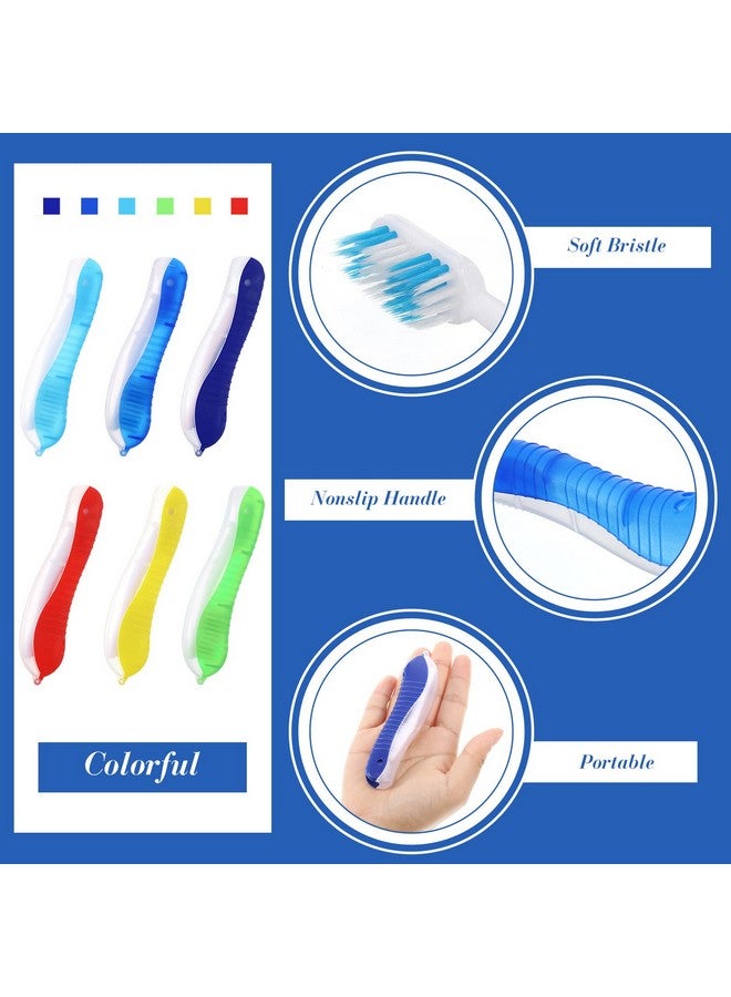 Zopeal Zopeal 6 Pieces Travel Folding Toothbrush Bulk Portable Toothbrush Built in Cover Travel Size Multi Color Collapsable Backpacking Toothbrush for Hiking Camping Business Trip Daily Use Women Men  - Image 2