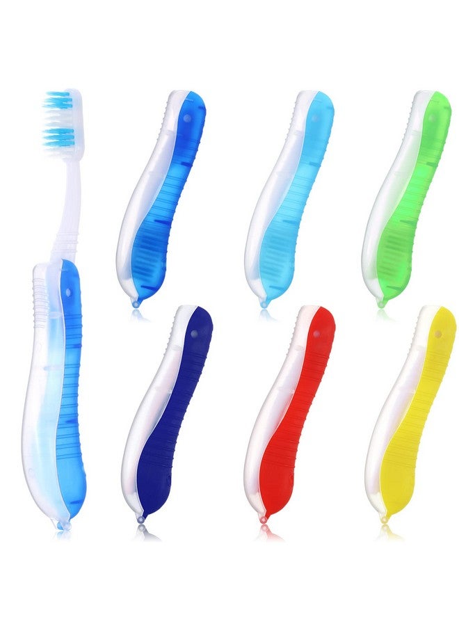 Zopeal Zopeal 6 Pieces Travel Folding Toothbrush Bulk Portable Toothbrush Built in Cover Travel Size Multi Color Collapsable Backpacking Toothbrush for Hiking Camping Business Trip Daily Use Women Men  - Image 1