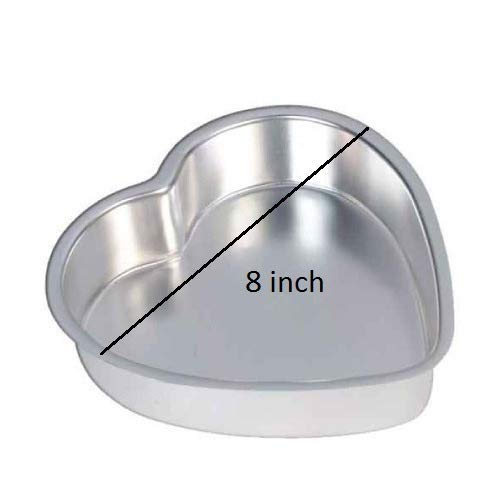 BAKERS 4U Heart Shape Aluminum Baking Cake Mold Cake Pan Cake Pot 8 inches in Length 2 inches in Height Silver - Image 2