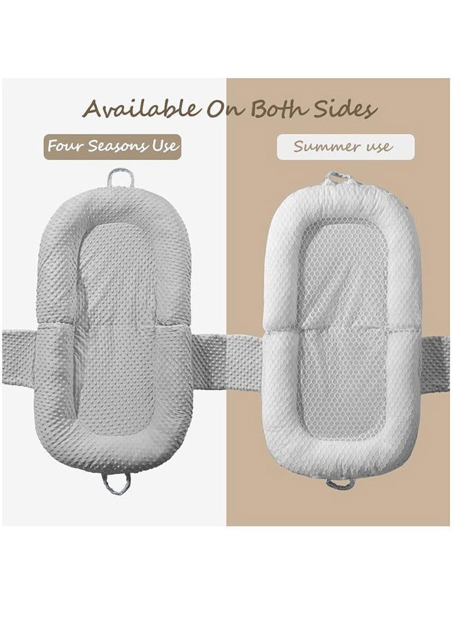 Newborn Baby Sleeping Crib Baby Lounger Baby Mattress Infant Crib Bassinet Soft Breathable Washable Portable with Anti Emesis Set ,White