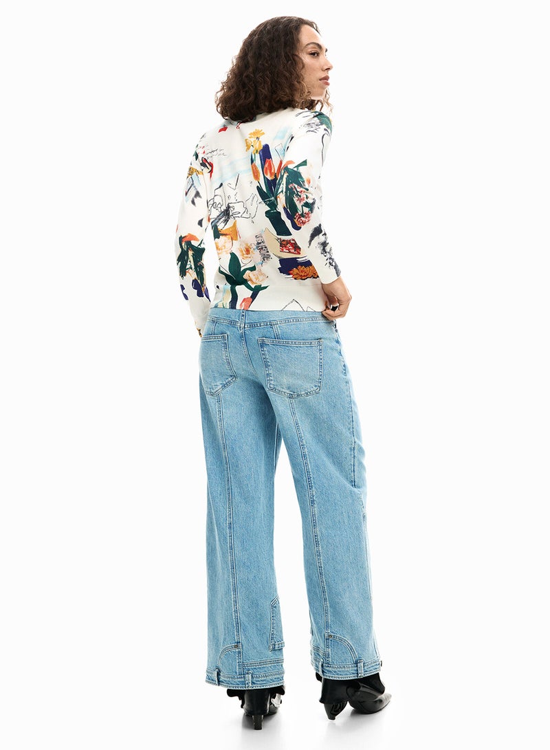 DESIGUAL Fine Knit Jersey With A Regular Fit Featuring A Collage-Style Print - Image 4