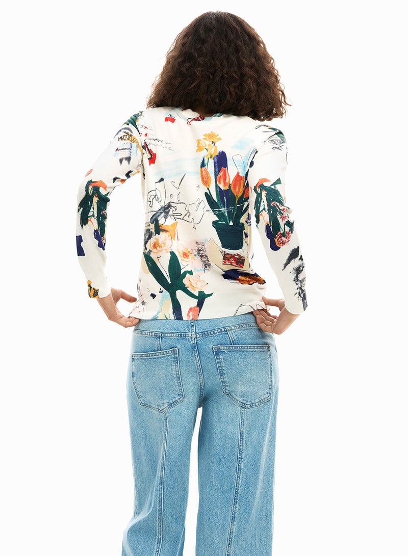 DESIGUAL Fine Knit Jersey With A Regular Fit Featuring A Collage-Style Print - Image 5