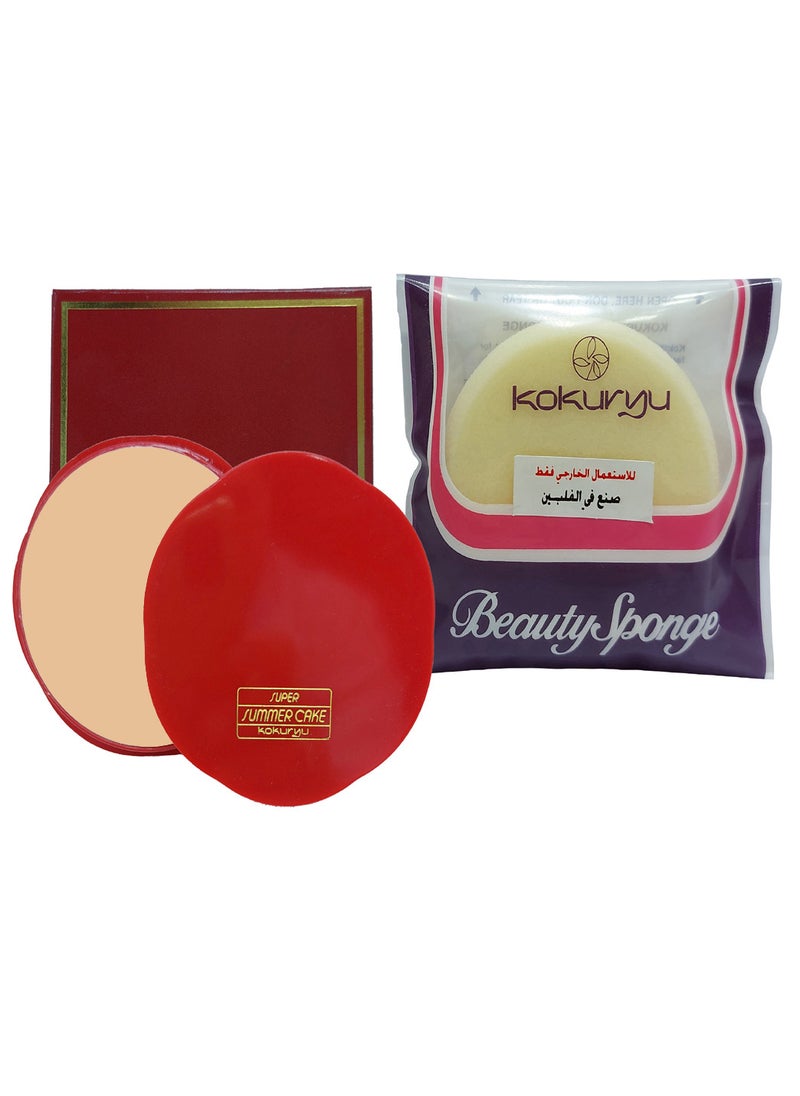Kokuryu Super Summer Cake Face Foundation With Beauty Sponge Orange Blush  - Image 1