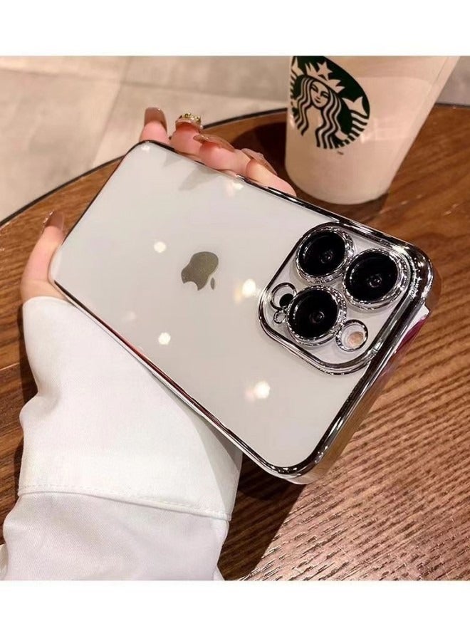 iPhone 15 Pro Max Cover Transparent,  Full Coverage Lens Protection, Anti-Scratch Clear，Comes With Lens Film, Anti Drop, Dust-Proof [Silver] - Image 3