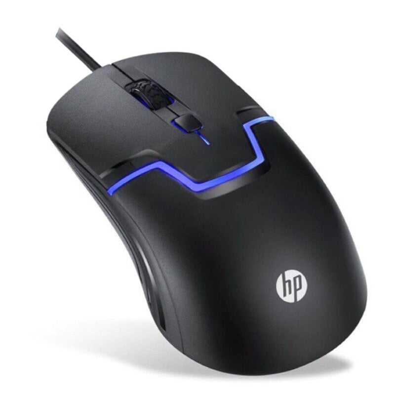 HP ماوس ألعاب بصري سلكي M100 USB مع إضاءة خلفية LED وإعدادات DPI قابلة للتعديل 1000/1600، 4 أزرار وعمر ضغط يصل إلى 5 مليون نقرة، ضمان لمدة سنة (3DR60PA، أسود) - Image 1