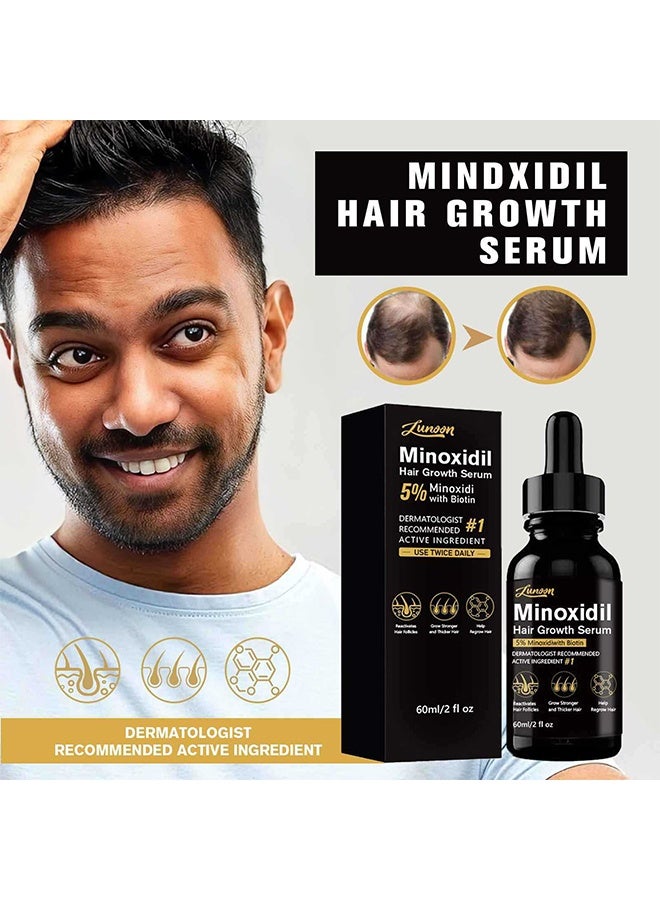 LUNOON Minoxidil Hair Growth Serum, 5% Minoxidil Hair Regrowth and Beard Growth, For Hair Loss Control & Hair Growth In Men & Women 60ml - Image 2