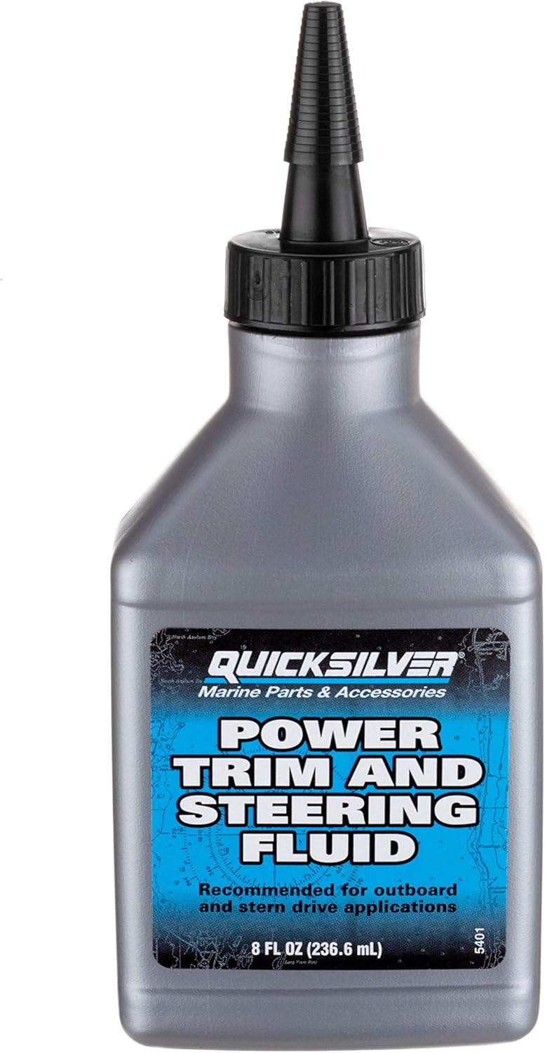 Quicksilver 858074Q01 Power Trim and Steering Fluid - 8 Ounce Bottle - Image 1