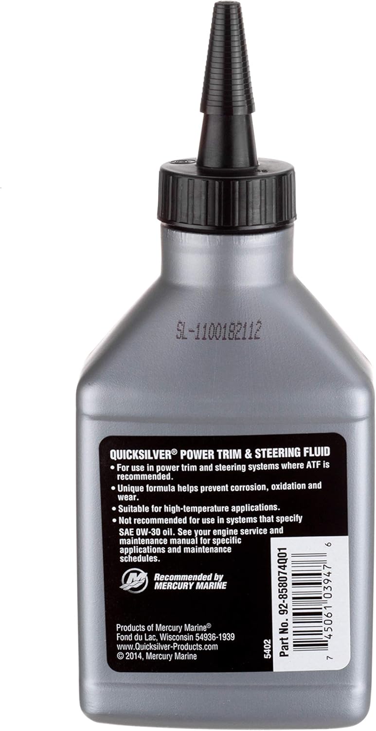 Quicksilver 858074Q01 Power Trim and Steering Fluid - 8 Ounce Bottle - Image 2