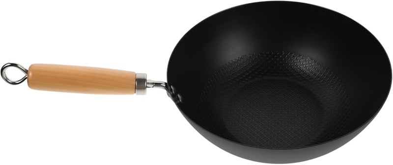 Yopple PreSeasoned Carbon Steel Tadka Pan with Wooden Handle Traditional Indian Frying Pan Gas Compatible Loha Tadka Pan for Tempering Spices Dal Curry - Image 1