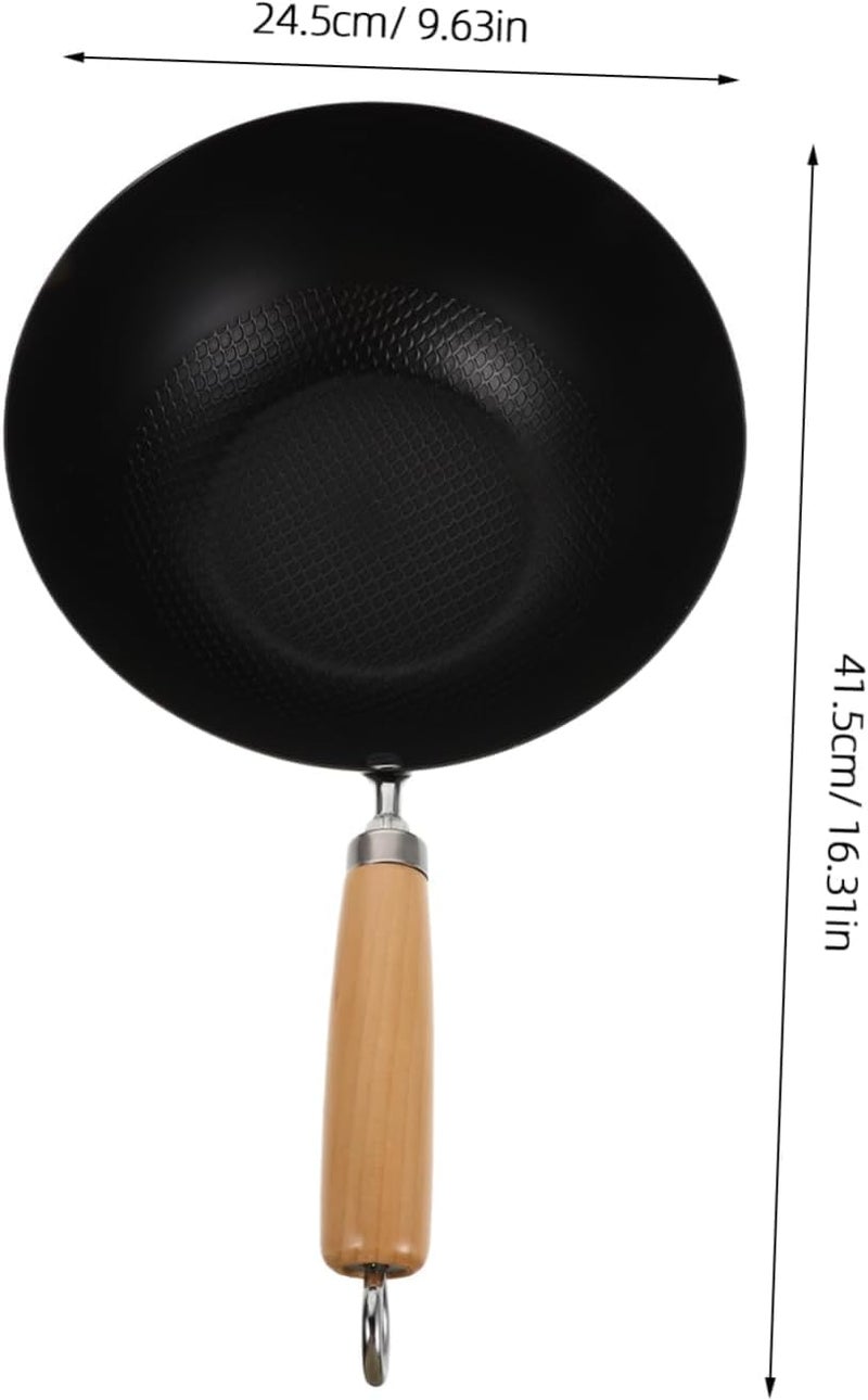 Yopple PreSeasoned Carbon Steel Tadka Pan with Wooden Handle Traditional Indian Frying Pan Gas Compatible Loha Tadka Pan for Tempering Spices Dal Curry - Image 2