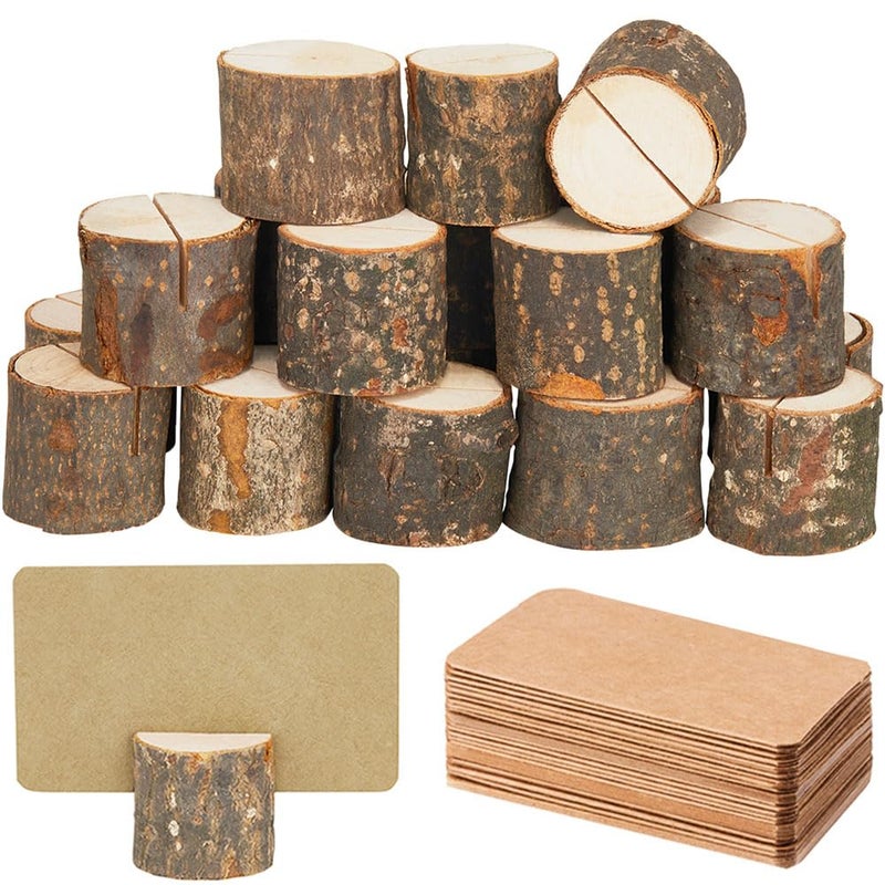 Toncoo Toncoo 15Pcs Wood Place Card Holders  30Pcs Place Cards Table Number Holders Rustic Party Decor Wooden Sign holder Rustic Wedding Decor Stand 