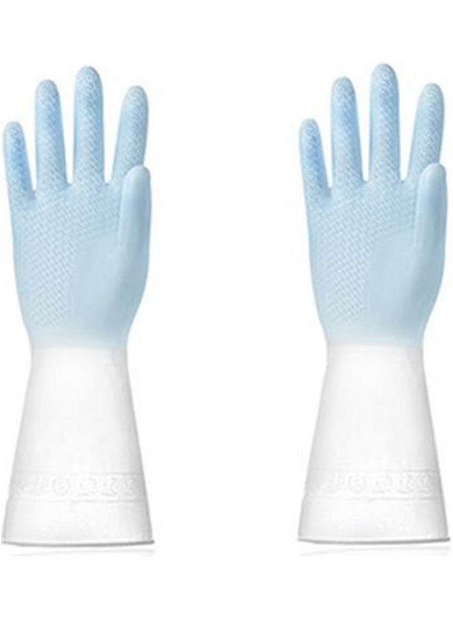 NIBEMINENT Waterproof Non-Slip Durable Rubber Large Size Gloves Blue/White 