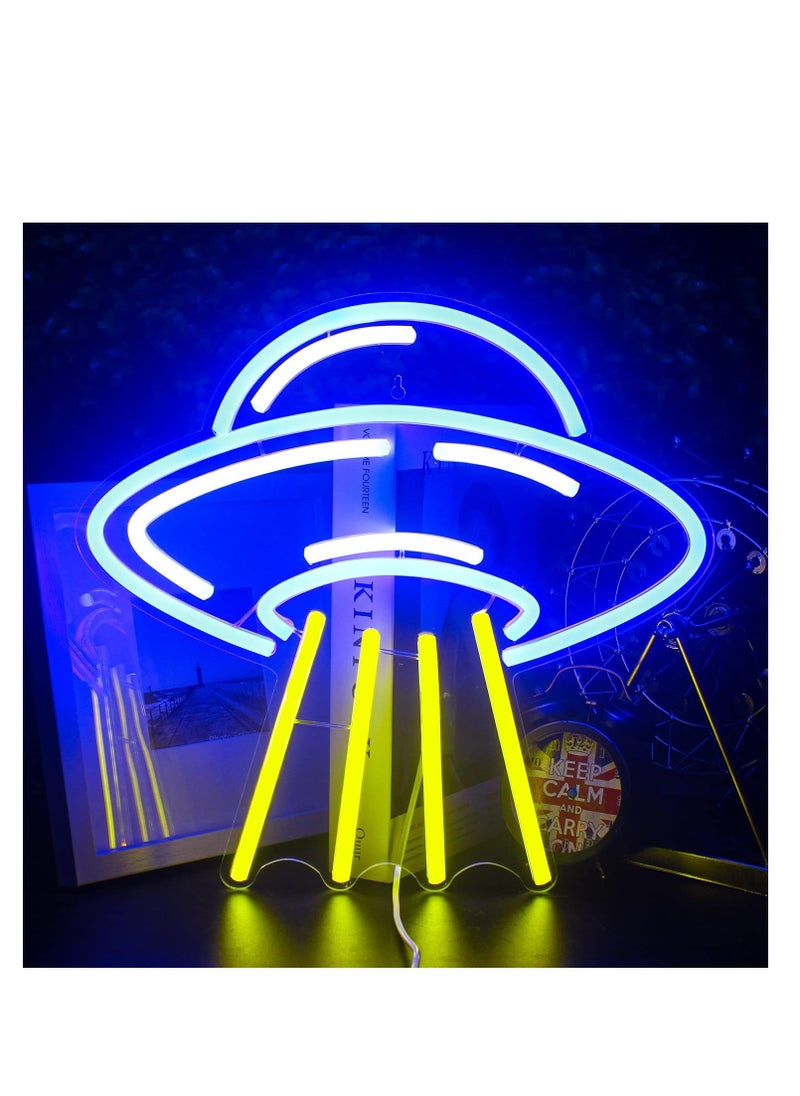Excefore UFO Neon Sign, Neon Sign For Room, Alien Led Neon Light Wall Decor, Spacecraft Neon Light Sign, Spaceship Neon Signs, for Bedroom Game Room Wall Decor, for UFO Lovers Bedroom Gift  - Image 1