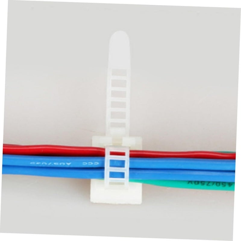 Cable Management Kit Self Adhesive Wire Ties Clamp Organizer Medium Size White Color - Image 5