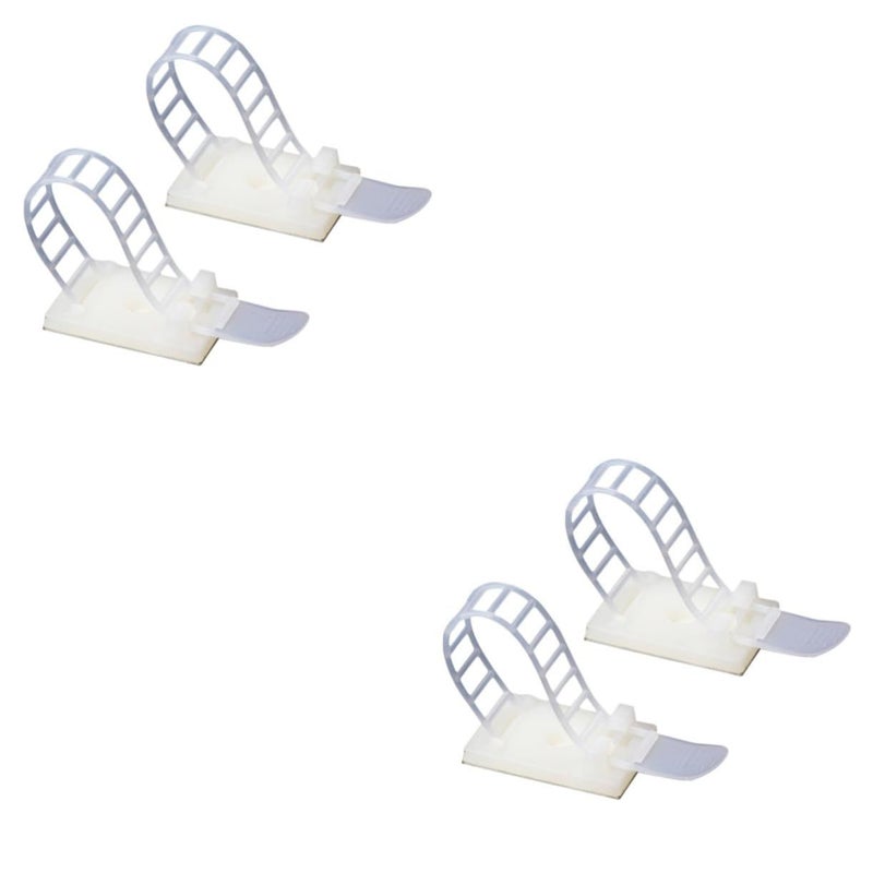 Cable Management Kit Self Adhesive Wire Ties Clamp Organizer Medium Size White Color - Image 2