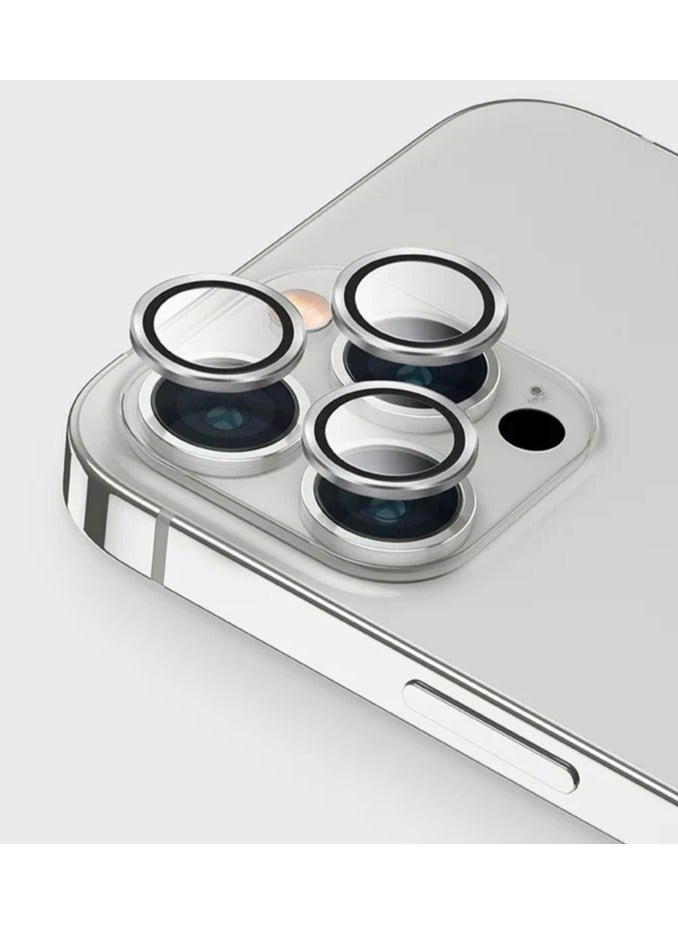 واقي عدسة الكاميرا متوافق مع هاتف Apple iPhone 13 Pro/Pro Max باللون الفضي