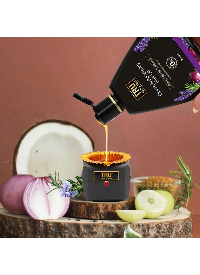 TRU HAIR & Skin Onion & Rosemary Hair Oil With Free Heater | Fights Hair Fall & Promotes Hair Growth -110 Ml | 100% Pure, Natural |  - Image 1