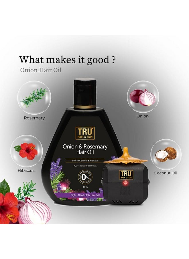 TRU HAIR & Skin Onion & Rosemary Hair Oil With Free Heater | Fights Hair Fall & Promotes Hair Growth -110 Ml | 100% Pure, Natural |  - Image 2