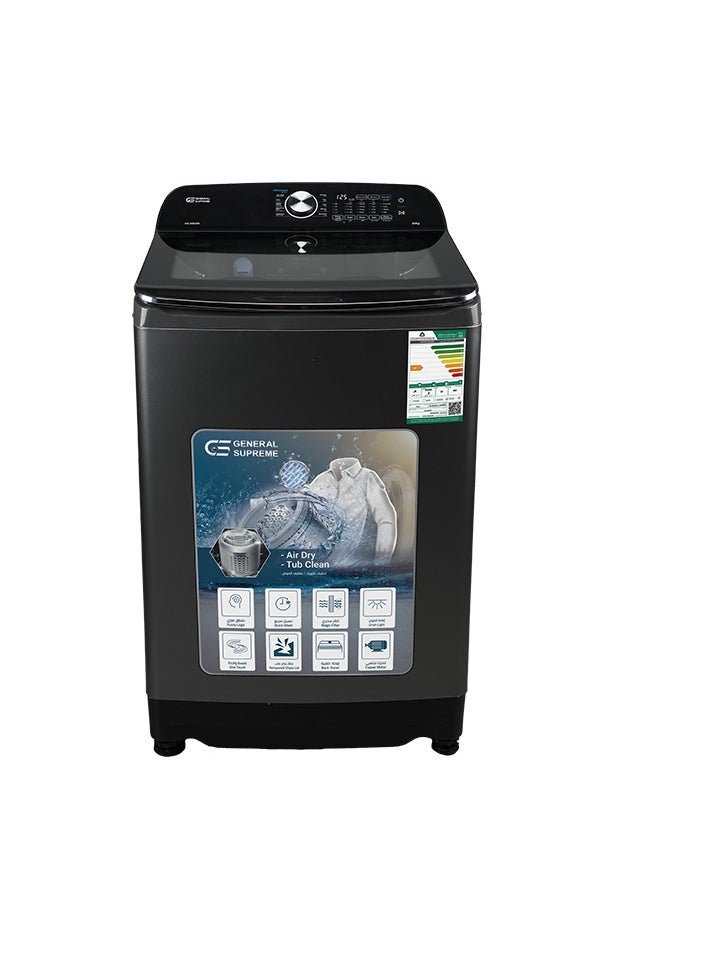 GENERAL SUPREME General Supreme Washing Machine Automatic Top Load 20 KG, 10 Programs, Dark Silver,GS20B25K  - Image 1
